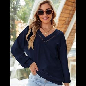 Lace Woven V-neck Trim Top